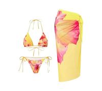 Bikini Trimmer,Bikini Femme 2 Pieces,Maillot de Bain Bikini Fendu Mignon 2026, Bikini Taille Haute Push-up Trois pièces, Maillot de Bain de Plage pour la Natation (C, L)