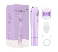 Bikini Trimmer for Girls - Waterproof Double Head Groomer with 400mAh Rechargeable Battery | Portable Hair Trimmer for Legs, Arms, Underarms, Pubic Skin | Travel-Friendly Beauty Razor Shaver