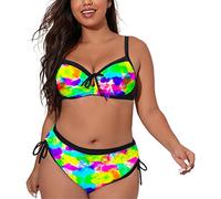 Bikinis Mujer 2026 Partes De Arriba Bikini 2026 Con Tiras impresas en Colores Ajustable de Talla Grande Traje baño dividido Para Mujer Sujetador Bikini Talla Grande Pu00 (Yellow, XL)