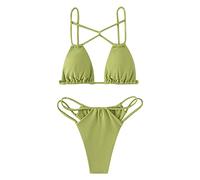 Bikinis Mujer 2026 Push up Tallas Grandes Conjunto de Bikini de Color sólido Para Mujer Trajes baño piezas Traje baño Traje Playa BañAdor Push up Con Relleno Sin Tirantes (B, M)