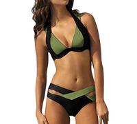 Bikinis Tallas Grandes Bikini Push up Mujer piezas Para Mujeres Crochet Lace Alta Cintura V Cuello Bikini Set Swimsuit Bandeau Bikinis Mujer 2026 Talla Grande (Army Green, XL)