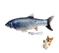 Bikirin Jouet pour chien de poisson flottant réaliste en peluche qui se balance (jouets interactifs pour animaux de compagnie d'intérieur chiot) parfait pour mordre, mâcher et donner des coups de pied