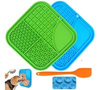 Bikirin Tapis de Lechage pour Chien, 2 PièCes Tapis à Lécher Chien Ventouse Avec 1 Grand Spatule en Silicone, pour Le Bain Le Soin des Chiens et Chat, réduction de l'ennui et de l'anxiété (Sans Bpa)