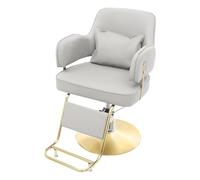 Biknltio Chaise de coiffure pivotante max. Charge 100 kg Gris clair et doré 58 x 96 cm