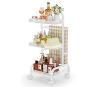 Bikoney Desserte de Salle de Bain avec Porte-Serviettes, Chariot de Rangement Étroit à 3 Niveaux, Étagère Gain de Place avec Pont de Baignoire, Organisateur Mobile pour Buanderie et Salon