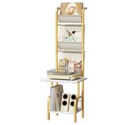 Bikoney Meuble Platine Vinyle Vintage, Rangement 200 Vinyles, Doré | Armoire table et étagère murale pour stéréo. Rangement gain de place idéal pour votre collection de disques et albums.