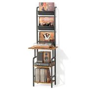 Bikoney Meuble Tourne-disque Haut avec Rangement Vinyle - Table Tourne-disque avec Étagère Murale, Support à Vinyles pour Jusqu’à 200 Albums, Meuble de Rangement pour Salon ou Chambre