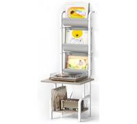 Bikoney Platine Support Vinyle Rangement - Support Platine Vinyle pour Jusqu’à 200 Albums, Armoire Table de Tourne-disque Vintage, Mural Étagère de Rangement pour Disques et Stéréo Blanc