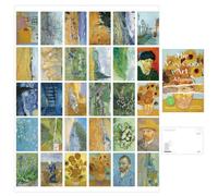 BIKPRST 30 Peintures à l'huile célèbres Cartes Postales,Comprend 10 reproductions phosphorescentes,Cartes Postales de Motivation avec Inspirations Artistiques, Coffret de Cartes Postales,Van Gogh