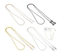 BIKPRST 4 Pièce Chaine Lunettes Femme, Cordon Lunette Homme Accessoires Attache Pour Lunette Pour Lunettes Fantaisie, Cadeau Entre Collegue, Longe De Masque Chaîne Or/Argent/Le Noir/Or Rosé