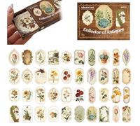 BIKPRST 40 Pegatinas de Flores,Exquisita caja de papel para almacenamiento Pegatinas Aesthetic, Pegatinas Scrapbooking, Pegatinas Vinilo Resistentes al Agua para Scrapbooking, Diario, Portátil