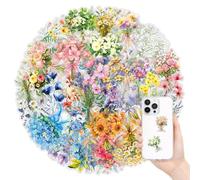 BIKPRST 50 Pcs Pegatinas de Flores, Pegatinas Scrapbooking, Pegatinas Aesthetic, Pegatinas Vinilo Resistentes al Agua para Scrapbooking, Diario, Portátil, Botellas de Agua, Material de Scrapbooking