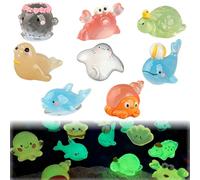 BIKPRST 8 Mini Figurines Lumineuses en Résine,Animaux Marins Miniatures,Figurines Cute pour Décoration de Bureau,Aquarium,Paysage en Bouteille,Décoration Maison,DIY et Accessoires Photo