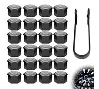 BIKPRST Bikprst 24Pcs Capuchon D'Écrou De Roue 17Mm Capuchons D'Écrou De Boulon De Roue, Cache-Écrous De Pneu Hexagonaux Avec Ensemble D'Outils De Démontage Pour Voitures (Noir)