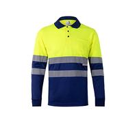 Bilan 175 Polo haute visibilité à manches longues, Bleu et Jaune Fluo, 3XL | Polo bicolore manches longues haute visibilité, bandes réfléchissantes torse/manches, certifié EN 20471, vêtements de travail