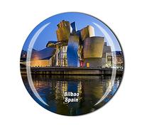 Bilbao Aimant de réfrigérateur 3D Espagne en verre de cristal Aimant de réfrigérateur souvenir de voyage touristique Cadeau autocollant magnétique Décoration de la maison de cuisine