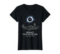 Bilbao Total Eclipse Espagne 12 août 2026 T-Shirt Graphique avec Valeur, Femme, Noir, XS