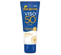 Bilboa Crème solaire avec protection élevée SPF 50, crème à la vitamine C, texture légère, anti-âge et anti-taches, crème hydratante, anti-onction, protection contre l'eau, 50 ml