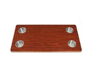 BildeeMait 800 x 400 mm en bois massif pour dessus de table de camping-car avec 4 porte-gobelets en acier inoxydable, pour bateau rectangulaire robuste pour camping-car