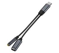 BildeeMait Adaptateur de charge USB vers audio 3,5 mm avec PD 100 W, audio 16 bits 48 kHz, alliage d'aluminium, 12 cm