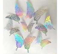 BildeeMait Autocollants papillon 3D, multicolores creux en plastique pour décoration murale, fêtes, salles de classe, 6C12 cm