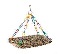 BildeeMait Balançoire pour oiseaux en jonc de mer tissé, plate-forme d'escalade multifonction et perchoir pour perroquets, perruches, facile à installer pour taille L (M)