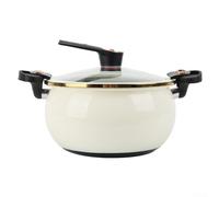 BildeeMait Casserole à pression émaillée blanche de 8 litres - Grande capacité - Design double oreille - Multifonction - Pour la fabrication de soupe à la maison - Revêtement anti-adhésif (blanc