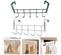 BildeeMait Cintre de porte robuste en acier inoxydable à 5 crochets, support de rangement mural compact pour salle de bain, garage, placard, peut contenir vestes, écharpes, ceintures, noir