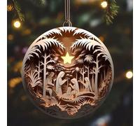 BildeeMait Décoration de Noël 2025 à suspendre en acrylique effet vitrail pour arbre - 8 cm - Multicolore - Pendentif de naissance de Jésus (Fet F)