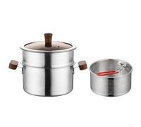 BildeeMait Friteuse domestique avec écran filtrant, 304 pour cuiseur vapeur en acier inoxydable et panier en maille, couvercle transparent pour ébullition et blanchiment des aliments (D)