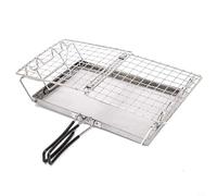 BildeeMait Grille-pain pliable pour le camping en acier inoxydable, grille à pain portable avec support réglable, argenté