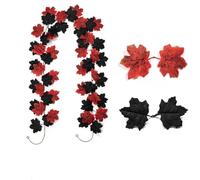 BildeeMait Guirlande de feuilles d'érable artificielles de 200 cm - Feuillage d'automne en soie rouge pour Halloween, Thanksgiving, Noël, mur, porte, décoration d'intérieur 213