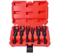 BildeeMait Jeu de 6 clés à tête d'oie 12-19 mm, entraînement 3/8", pivot à 180°, acier au chrome vanadium, pour écrou évasé et tuyau d'huile