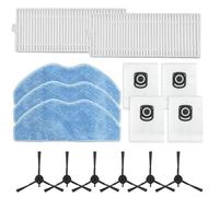 Bildeemait Kit de rechange pour brosse latérale avec chiffon et sac à poussière pour Tefal Serie 75 S+ Rg8597w, 2 filtres + 3 chiffons + 4 sacs + 6 brosses latérales (A)