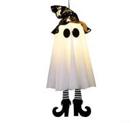 BildeeMait Lot de 3 chapeaux de sorcière lumineux d'Halloween avec éclairage LED, décoration extérieure à suspendre pour porche, jardin ou arbres, modes flash et blanc, 48,3 x 16,5 cm (haut)