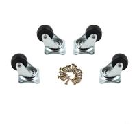 BildeeMait Lot de 4 roulettes pivotantes de 2,5 cm avec plaque supérieure en caoutchouc argenté pour commode, armoire, canapé, table, charge de 10 kg par roulette