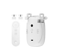 BildeeMait Ouvre-rideau électrique avec télécommande romaine, rail en forme de U, batterie 4000 mAh, 8-10 m pour portée, blanc