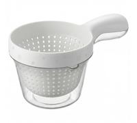 BildeeMait Panier à linge 2 en 1 avec poignée, passoire amovible à double vidange pour riz, fruits, passoire de cuisine compacte avec bac inférieur transparent
