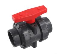 BildeeMait Robinet à boisseau sphérique PVC Union 5,1 cm Double prise Design Piscine Aquarium Jardin Irrigation Gris pour Rouge