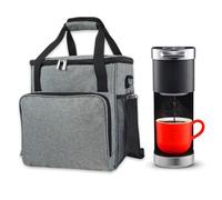 BildeeMait Sac de rangement portable pour machines à café et accessoires, étui de voyage rembourré avec sangle réglable, gris, 30 x 34 x 18 cm