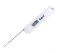 BildeeMait Thermomètre à viande numérique compact - Lecture étanche - Pour cuisiner, griller, cuire au four - Fonctionnement à un seul bouton - Portable - Blanc