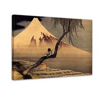 Bilderdepot24 Art Print - Vieux maîtres - Katsushika Hokusai - Joueur de flûte sur Une Branche de pâturage funéraire Que Fuji Regarde - 120x90 cm XXL - Image sur la Toile