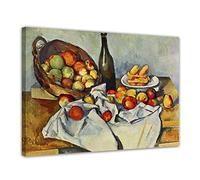 Bilderdepot24 Art Print - vieux maîtres - Paul Cézanne - Nature morte avec la bouteille et le panier de pomme - 60x50 cm - Images sur toile - toile déco imprimée - tableau toile - photo sur toile