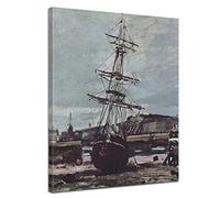 Bilderdepot24 Image de toile - Vieux Maîtres - Claude Monet - Bateau échoué à Fécamp - 30x40 cm - Images sur toile - toile déco imprimée - tableau toile - photo sur toile