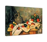 Bilderdepot24 Image de toile - Vieux Maîtres - Paul Cézanne - Nature morte avec rideau, cruche et bol de fruits - 70x50 cm - Images sur toile - toile déco imprimée - tableau toile - photo sur toile