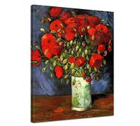 Bilderdepot24 Image de Toile - Vieux Maîtres - Vincent Van Gogh - Vase avec Coquelicots Rouges - 50x70 cm - Images sur Toile - Toile déco imprimée - Tableau Toile - Photo sur Toile