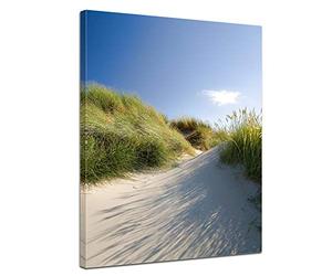 Bilderdepot24 Impression d'art - Herbes sur les dunes - 40x50 cm - Image sur toile - Vacances, soleil & mer - mer du Nord - Dunes avec des herbes de plage - Idylle - Délassement