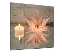 Bilderdepot24 Impression d'art - Lily et la Bougie - 40 x 40 cm - Images comme Une Impression de Toile - Esprit et âme - Dessin - Fleur avec Bougie de Cire