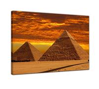 Bilderdepot24 Impression d'art - Pyramide de Khéops - Gizeh en Egypte - 60 x 50 cm - Images comme une impression de toile - Villes et cultures - Pyramides dans le coucher du Soleil