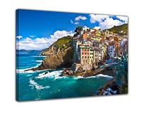 Bilderdepot24 Impression d'art - Riomaggiore - Cinque Terre I - Image sur toile - 120x90 cm - Toile photos - Murale de Paysages - Italie - Ligurie - Village - Maisons colorées